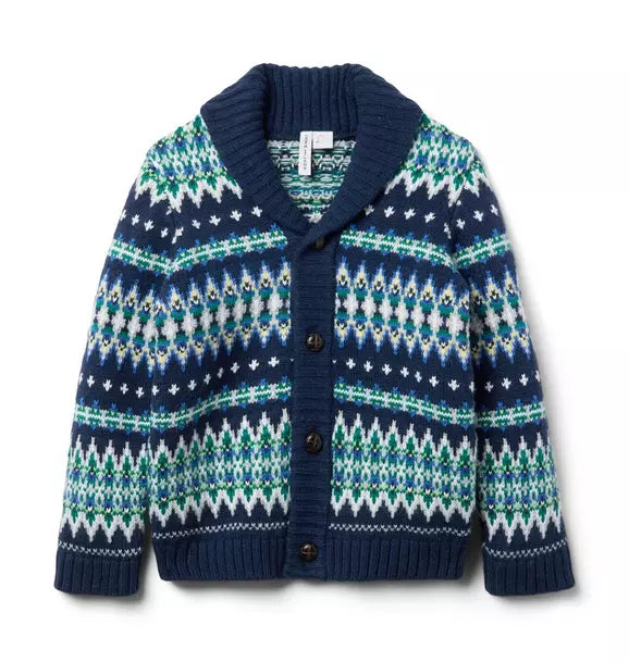 Fair Isle Shawl Collar Cardigan