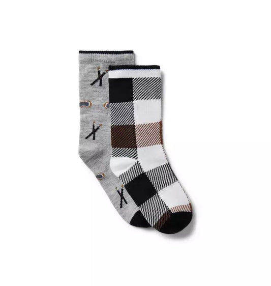 Ski And Plaid Sock 2-Pack