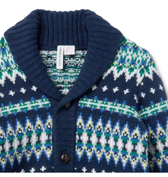 Fair Isle Shawl Collar Cardigan