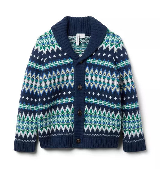 Fair Isle Shawl Collar Cardigan