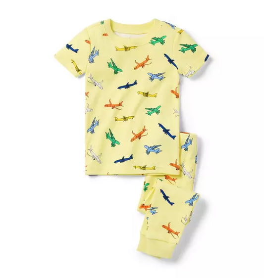 Good Night Short Sleeve Pajama in Airplane Adventure