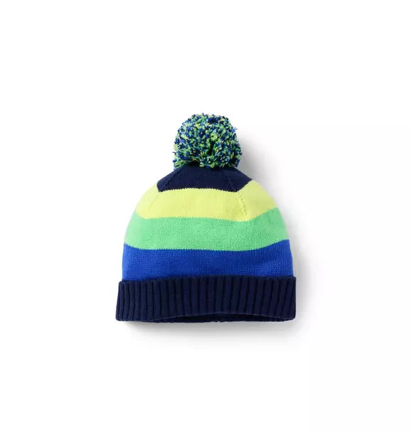 Striped Pom Beanie