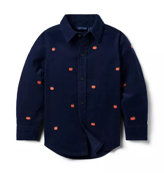 Embroidered Pumpkin Corduroy Shirt
