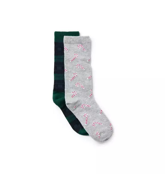 Candy Cane And Tartan Sock 2-Pack