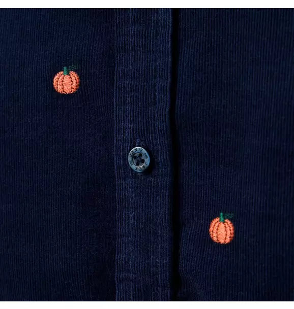 Embroidered Pumpkin Corduroy Shirt
