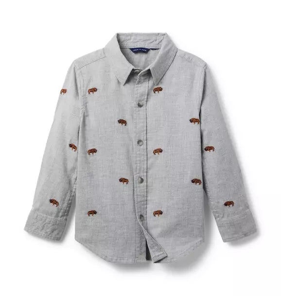 Embroidered Buffalo Flannel Shirt