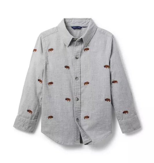 Embroidered Buffalo Flannel Shirt
